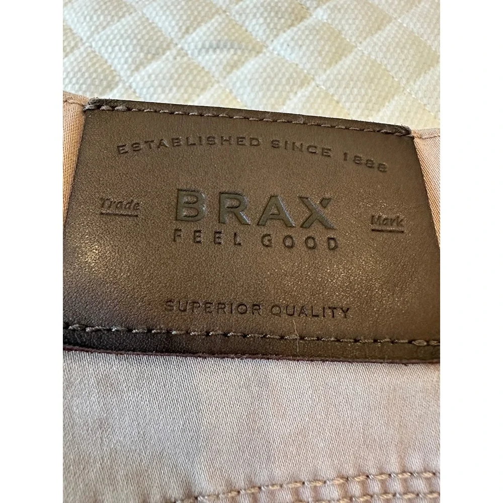 Brax Feel Good Cooper Fancy Mens Regular Fit Pants Tan Brown Size 32/32